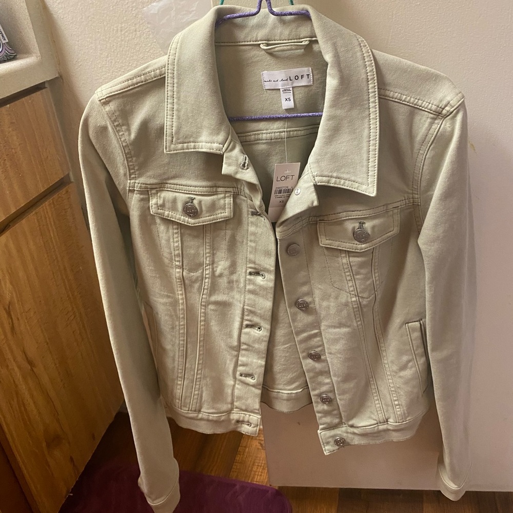 NWT LOFT Sage green denim jacket